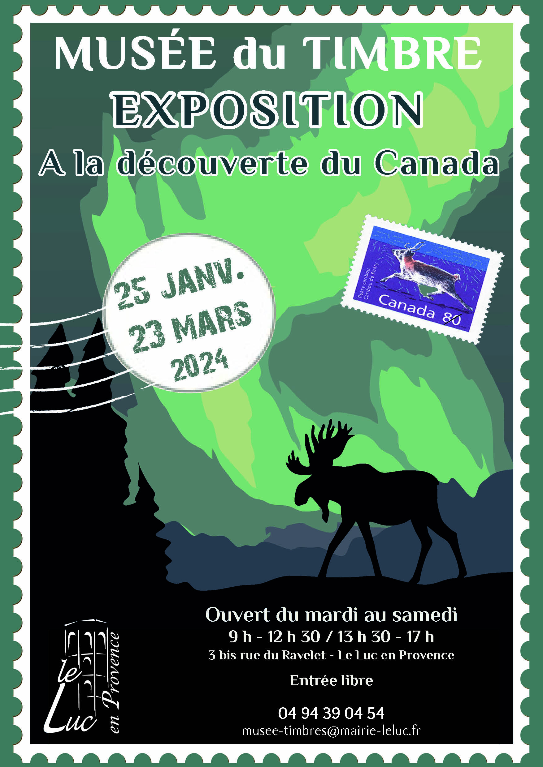 Jusqu’au 23 mars – Exposition de timbre “À la découverte du Canada”