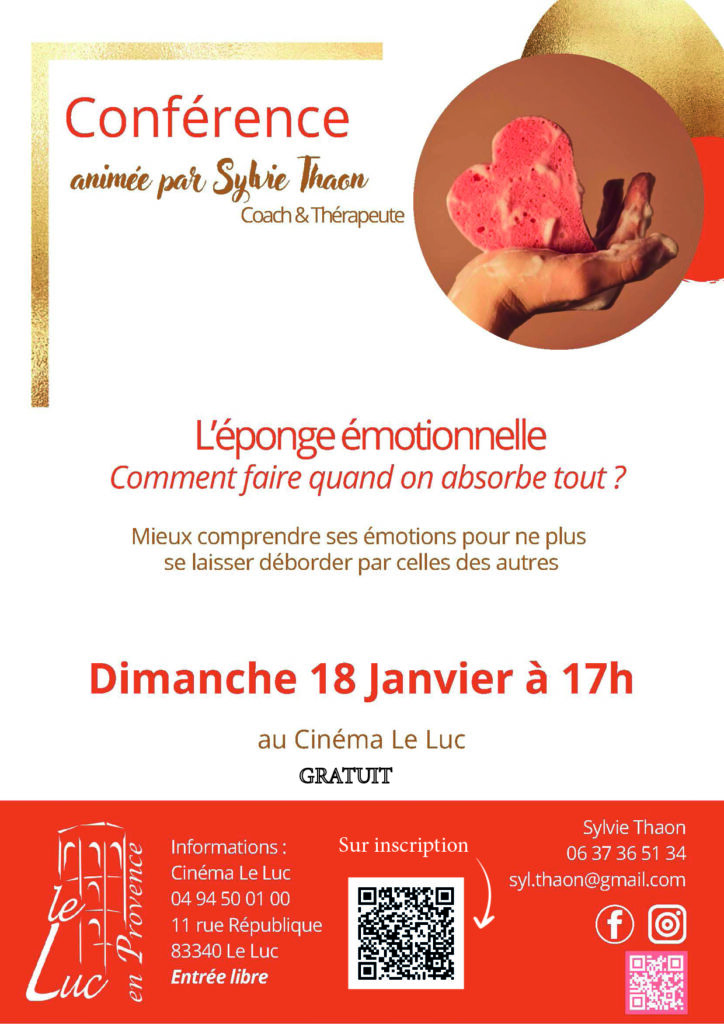 Dimanche 18 janvier – Conférence « L&rsquo;éponge émotionnelle »