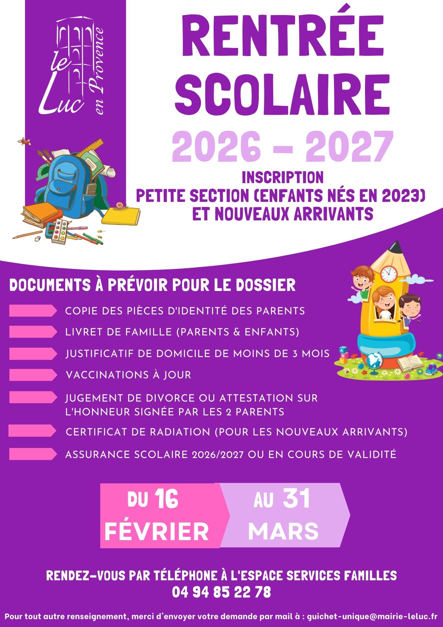 Rentrée scolaire 2026-2027