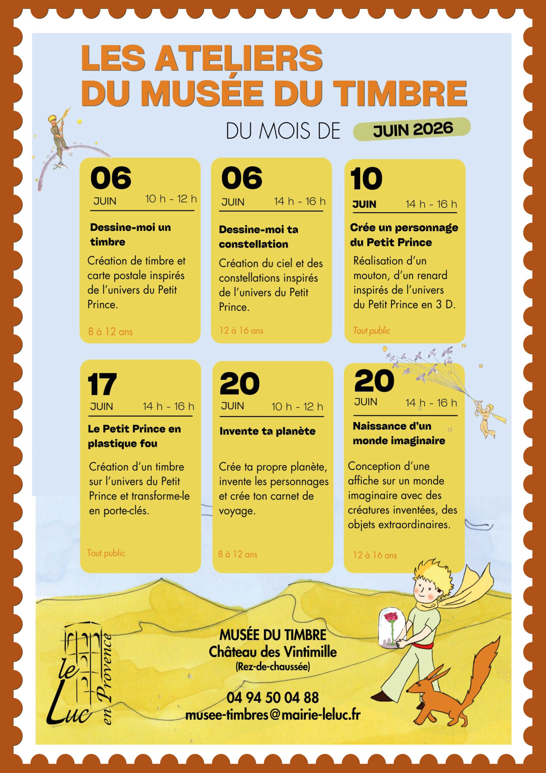 Du 6 au 20 juin – Les ateliers du musée du timbre